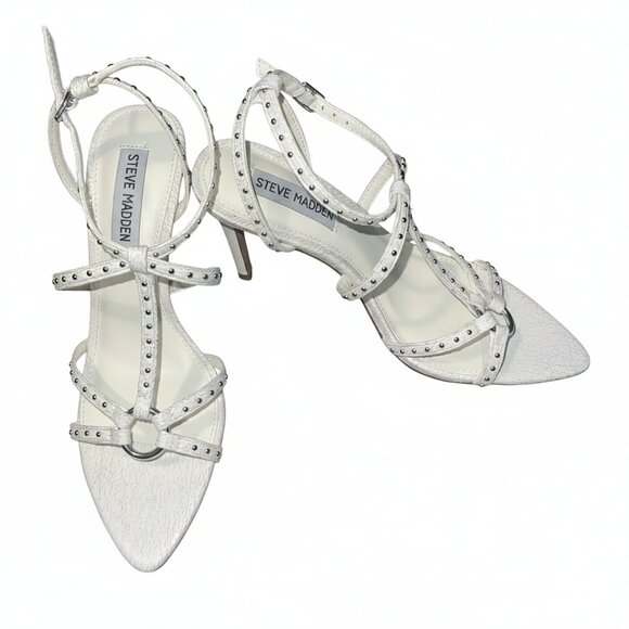 Steve Madden Amour Studded White Sandals - Picture 1 of 7